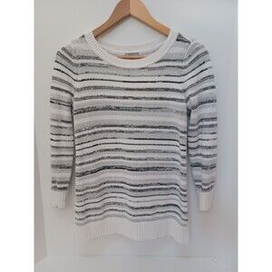Talbots Black and White Striped Sweater